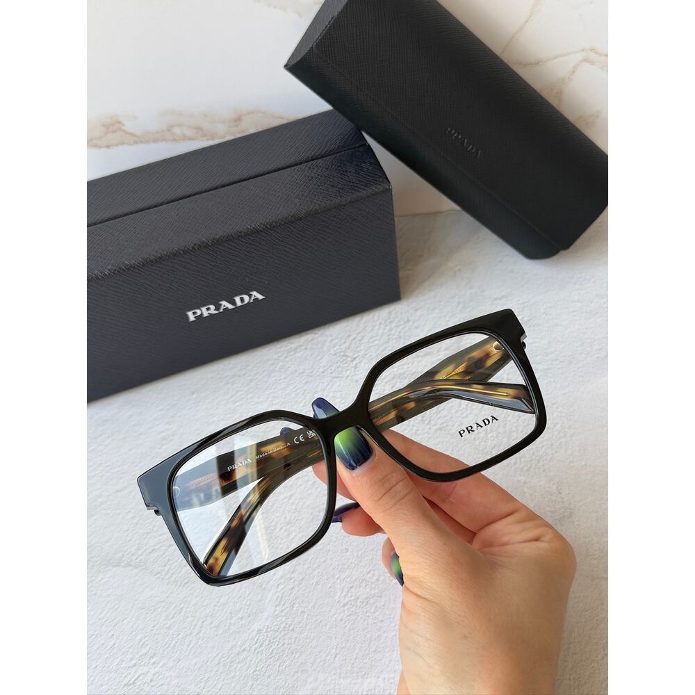 NEW Prada PR B03V Black Tortoise Square Eyeglasses Frames - Picture 2 of 6